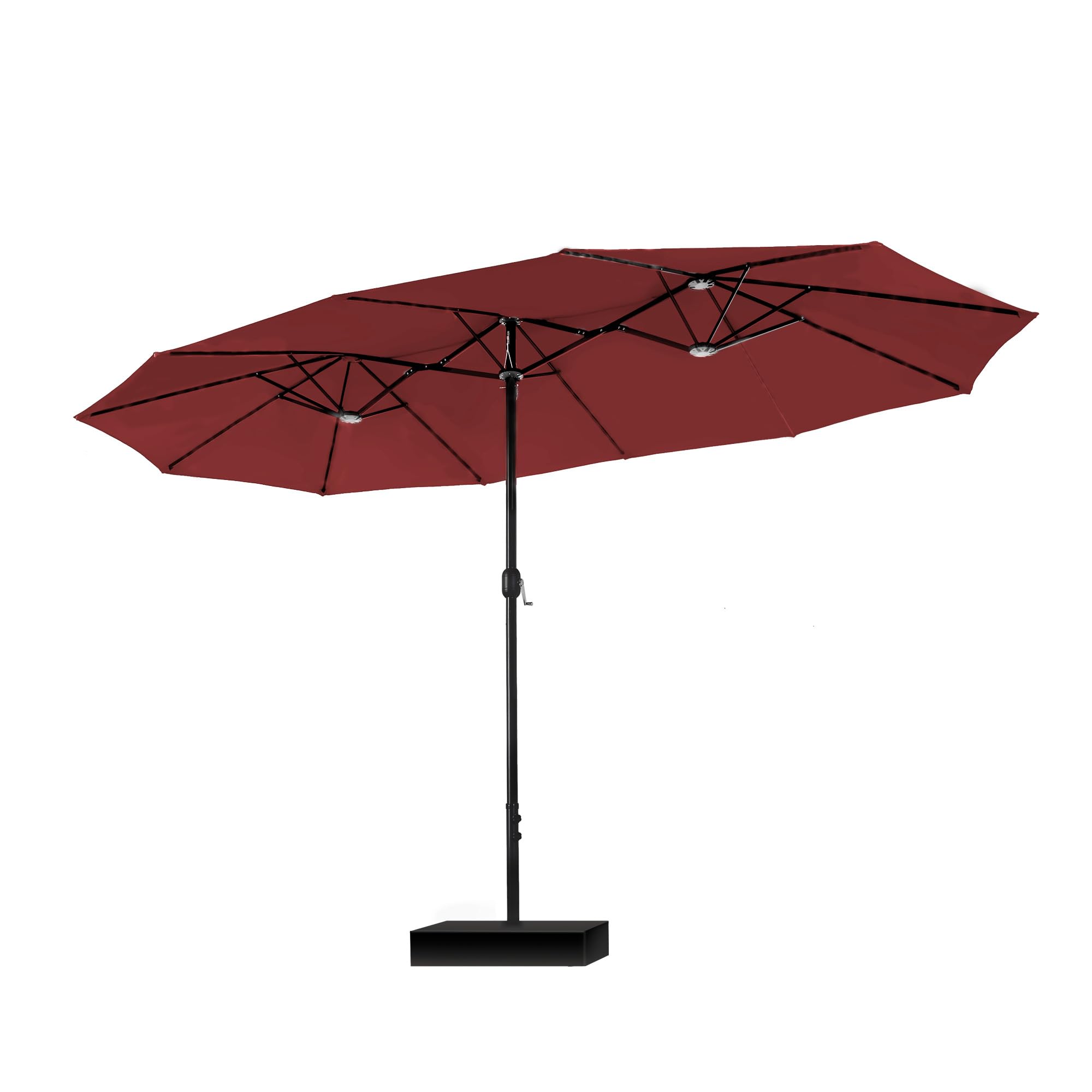 PHI VILLA 15ft Large Patio Umbrellas with Base Included, Outdoor Double-Sided Rectangle Big Market Umbrella with Stand, Outside Umbrellas for Poolside Lawn Backyard, Beige
