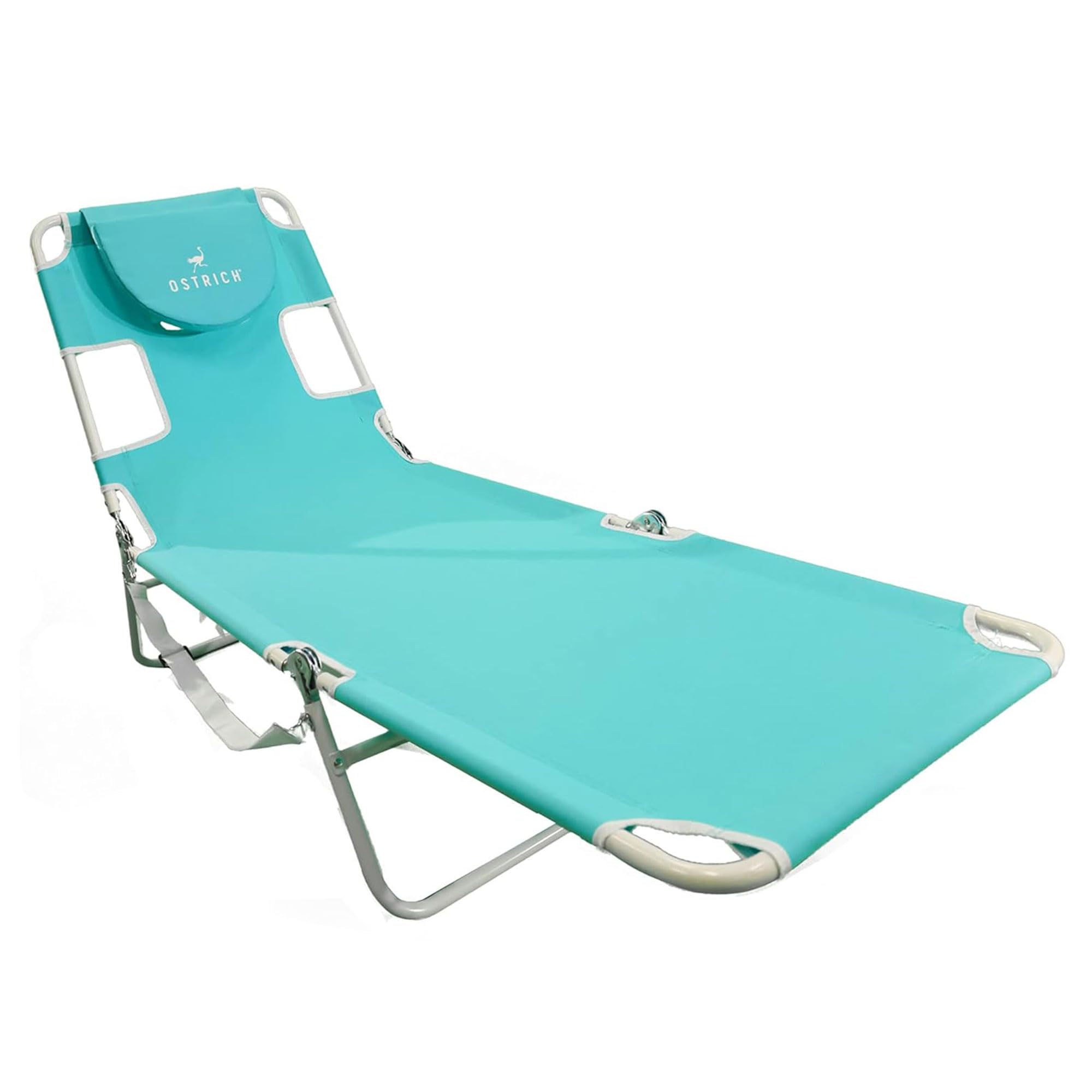 Ostrich the Original Chaise 72 x 22 Inch Lounge Portable Reclining Lounger, Outdoor Patio, Beach, Lawn, Camping, or Pool Tanning Chair, Ocean Blue
