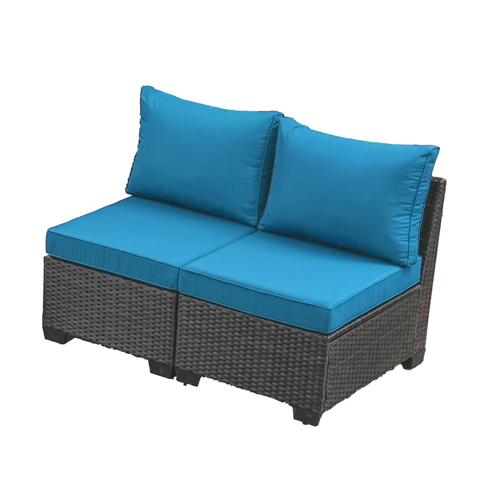 Jing's Villa 6-Piece Patio Furniture Set, All-Weather Outdoor Wicker Sectional Sofa with Cushions, Glass Table & Left and Right Armrest, Rattan Conversation Seating for Porch, Garden, Backyard,Beige