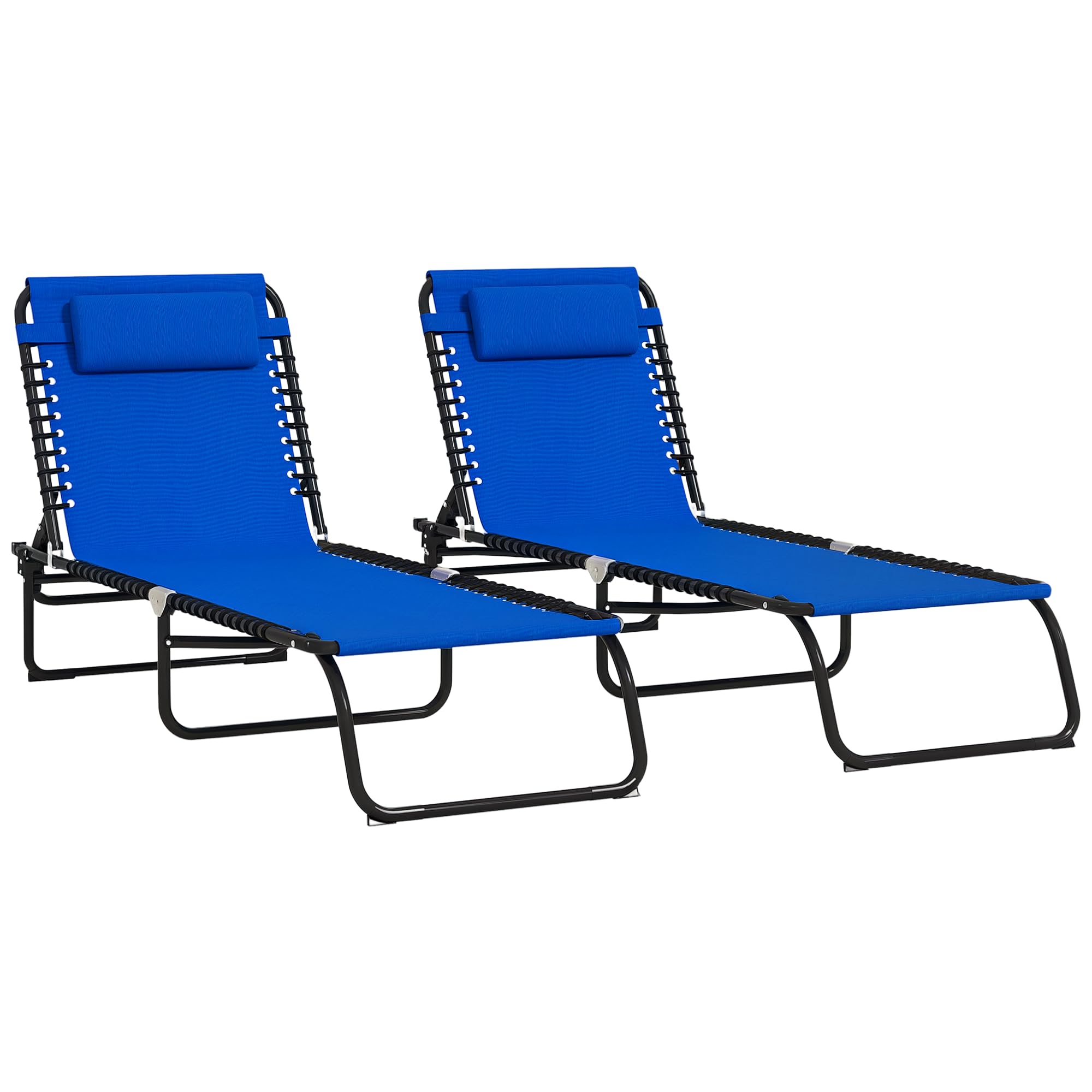 Outsunny Folding Chaise Lounge Chair, Patio Sun Tanning Chair, Outdoor Chaise Lounger with 4-Position Reclining Back, Breathable Mesh Seat for Beach, Poolside, Yard, Rainbow Striped