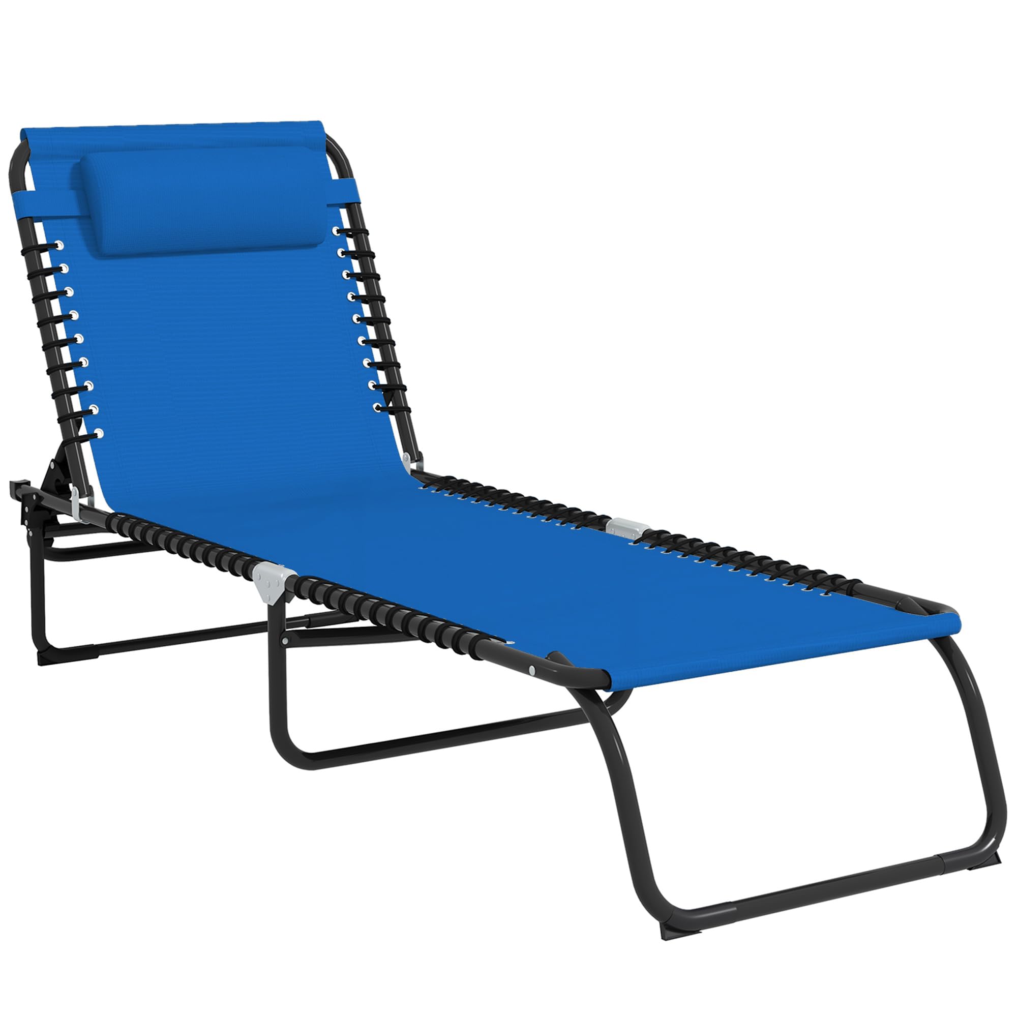 Outsunny Folding Chaise Lounge Chair, Patio Sun Tanning Chair, Outdoor Chaise Lounger with 4-Position Reclining Back, Breathable Mesh Seat for Beach, Poolside, Yard, Rainbow Striped