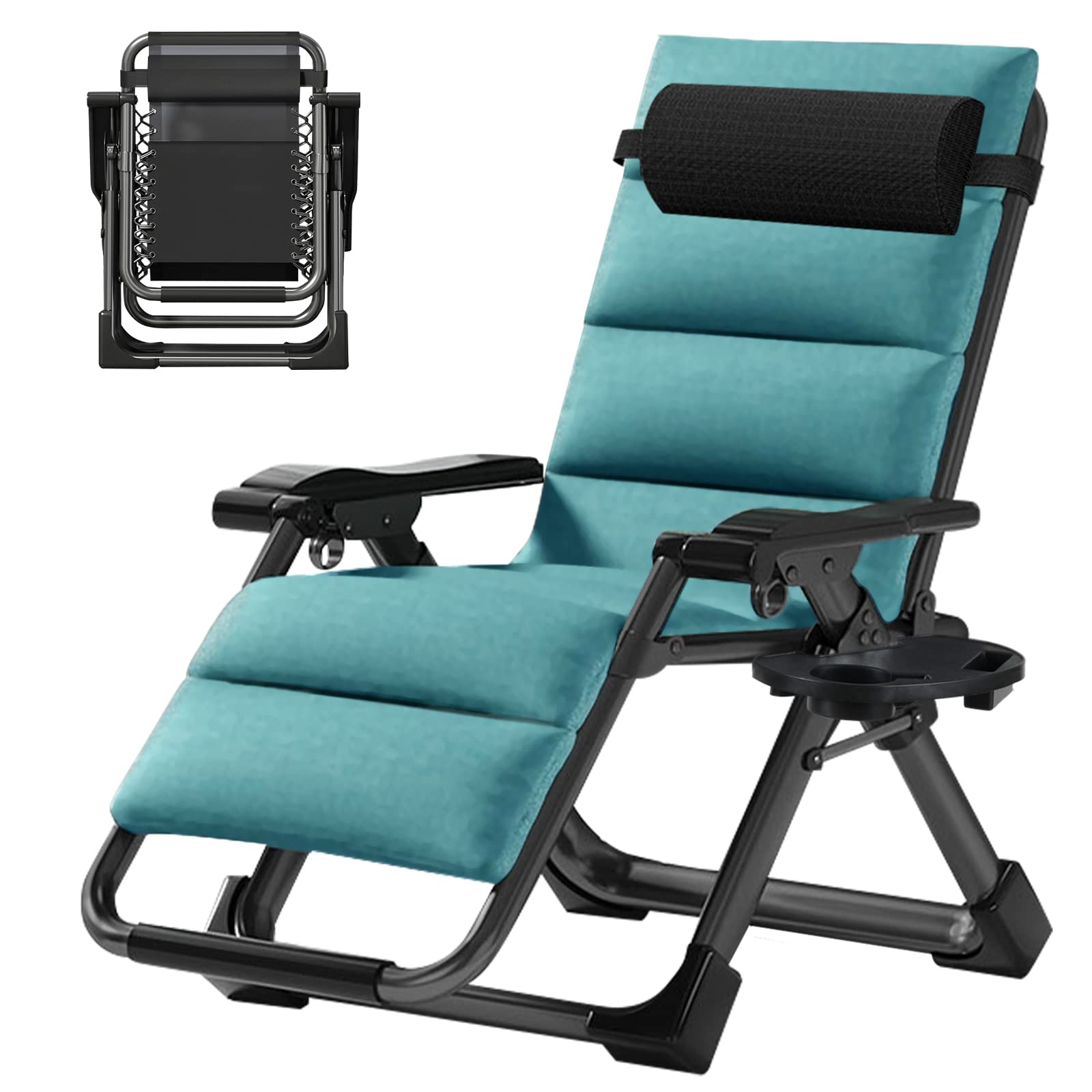 ABORON Zero Gravity Chair,Premium Outdoor Lawn Folding Lounge Chairs,Sturdy Adjustable Reclining Patio Chairs with Removable Cushion,Headrest & Tray