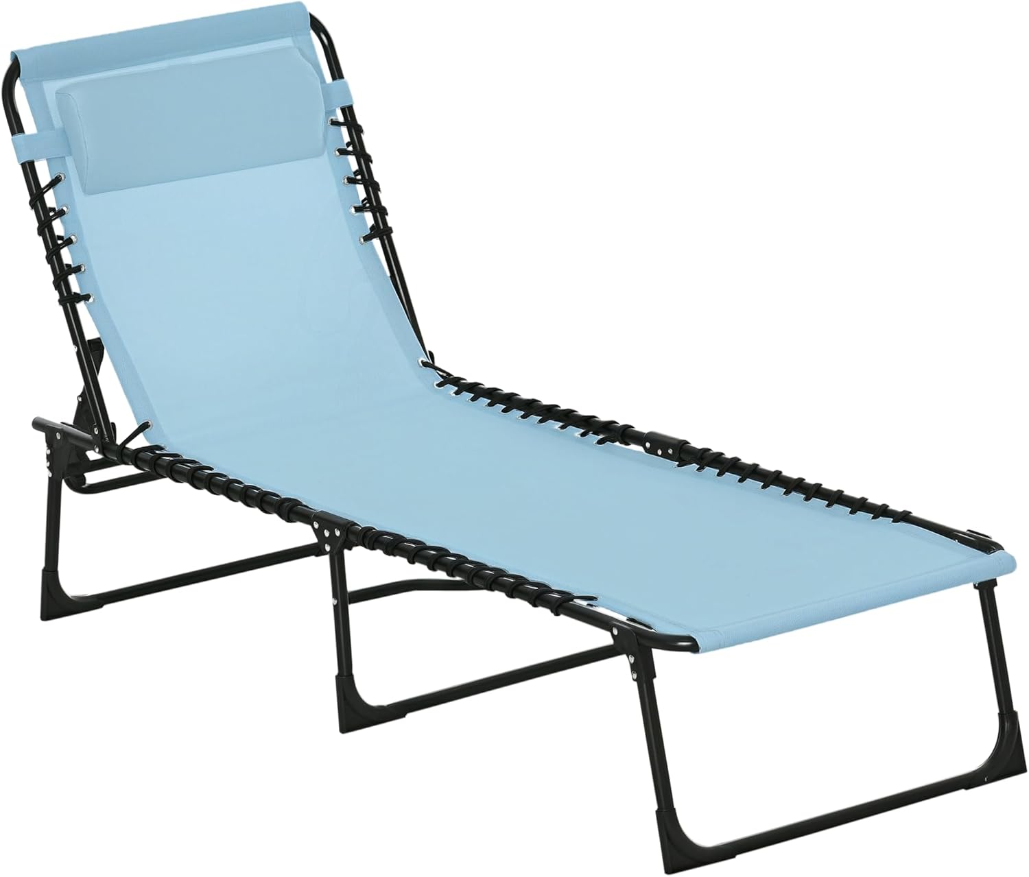 Outsunny Folding Chaise Lounge Chair, Patio Sun Tanning Chair, Outdoor Chaise Lounger with 4-Position Reclining Back, Breathable Mesh Seat for Beach, Poolside, Yard, Rainbow Striped