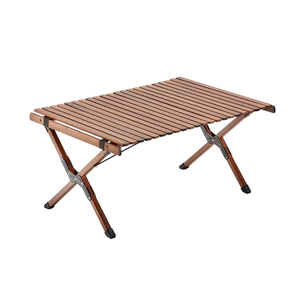 UNICOO –Bamboo Roll Up Picnic Table, Portable Camping Table W/Carry Bag, Low Height Foldable BBQ Top for Indoor & Outdoor Party, BBQ and Hiking (3 FT, Antique Brown)