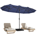 DomeShade 15ft Patio Umbrella with Base,Large Outdoor Double-Sided Rectangle Umbrella with Crank Handle, Market Umbrella for Poolside Garden Deck Backyard Beach Pools, Beige