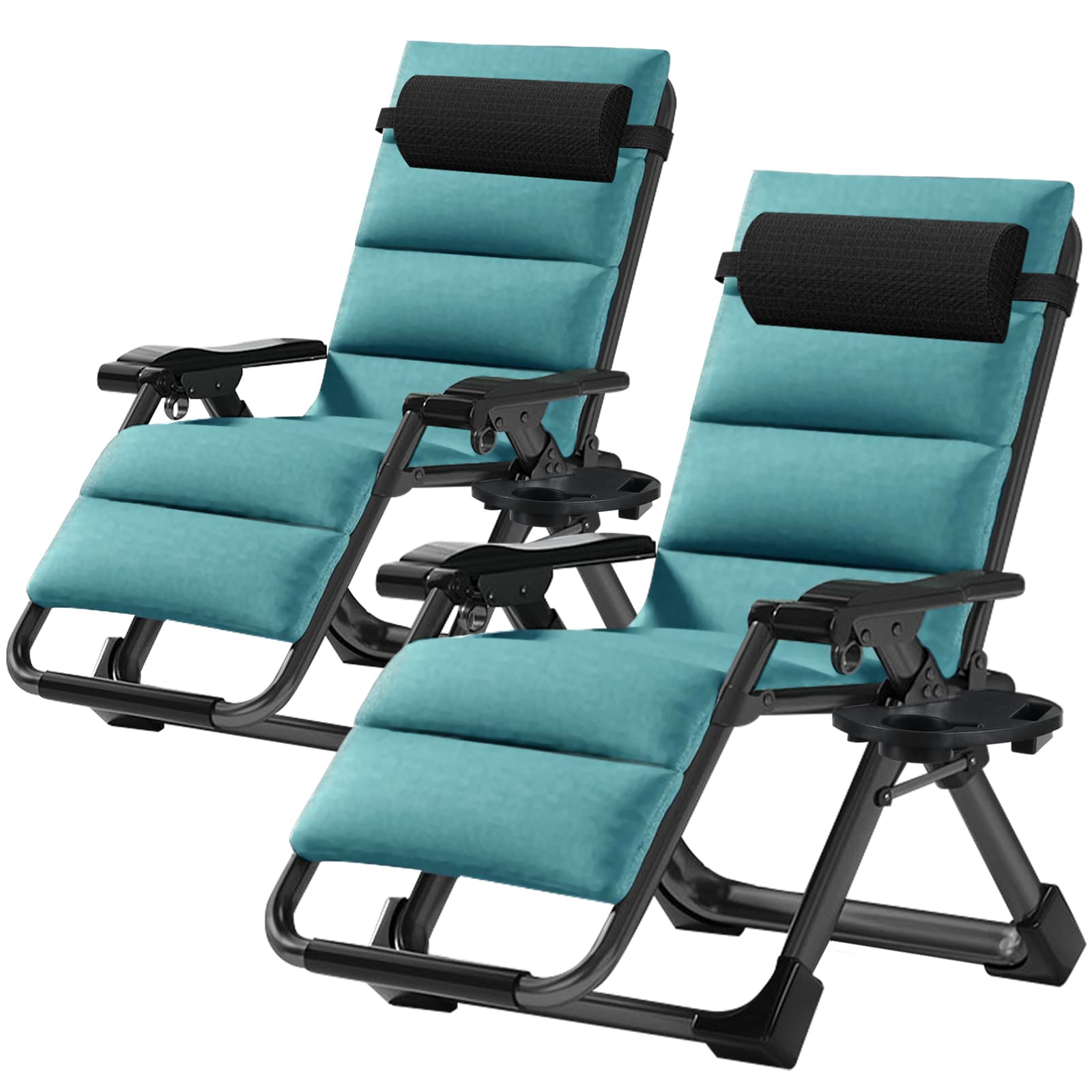 ABORON Zero Gravity Chair,Premium Outdoor Lawn Folding Lounge Chairs,Sturdy Adjustable Reclining Patio Chairs with Removable Cushion,Headrest & Tray