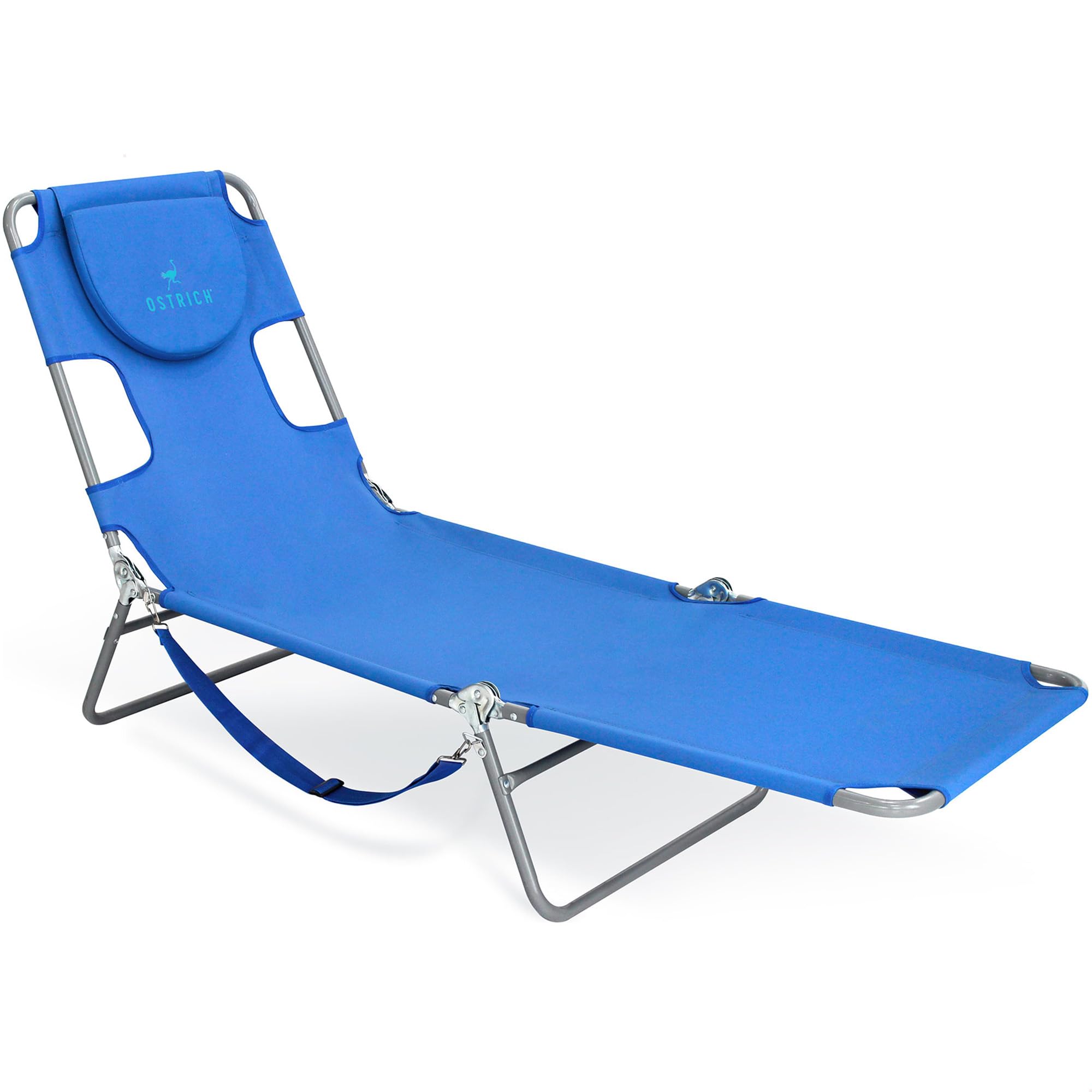 Ostrich the Original Chaise 72 x 22 Inch Lounge Portable Reclining Lounger, Outdoor Patio, Beach, Lawn, Camping, or Pool Tanning Chair, Ocean Blue