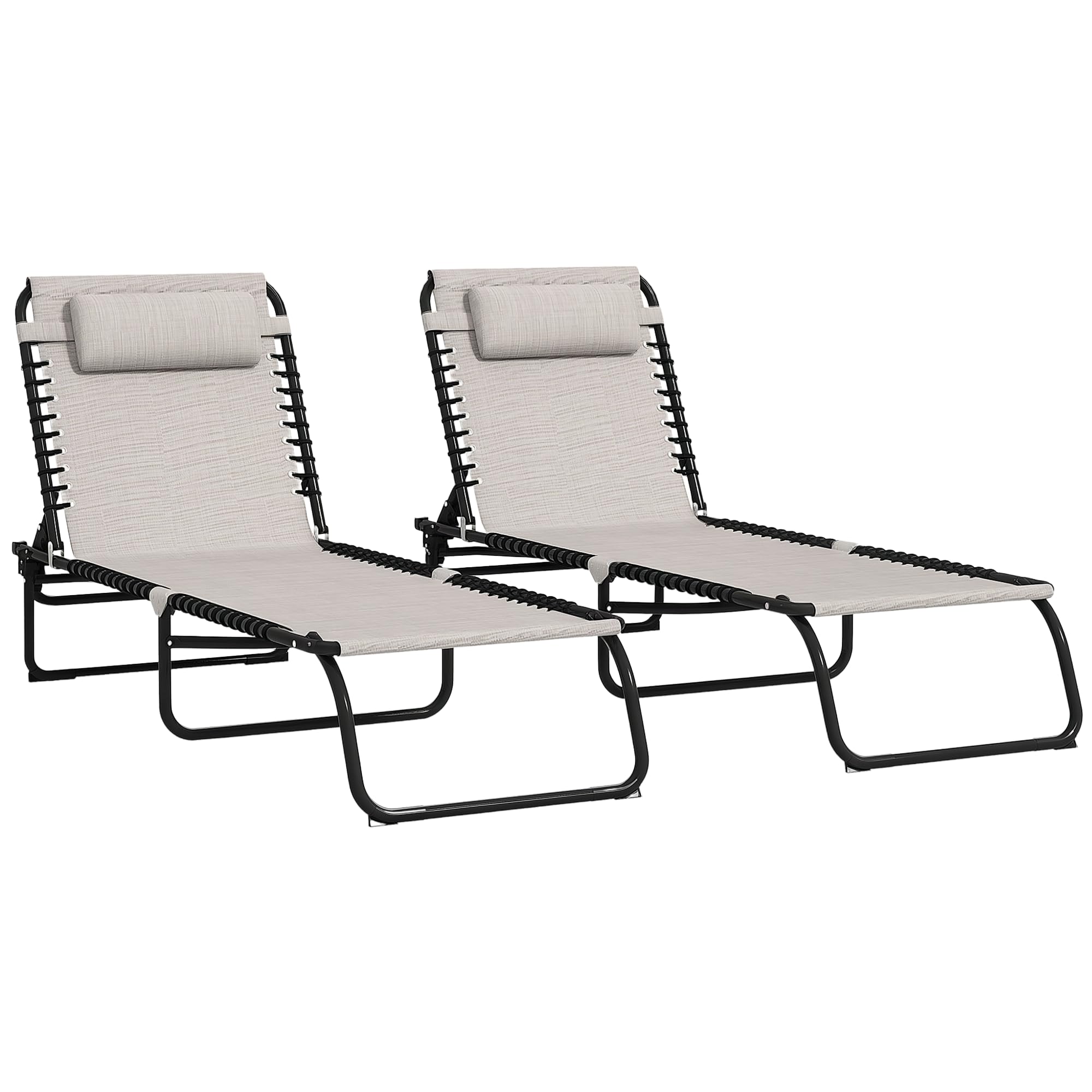 Outsunny Folding Chaise Lounge Chair, Patio Sun Tanning Chair, Outdoor Chaise Lounger with 4-Position Reclining Back, Breathable Mesh Seat for Beach, Poolside, Yard, Rainbow Striped