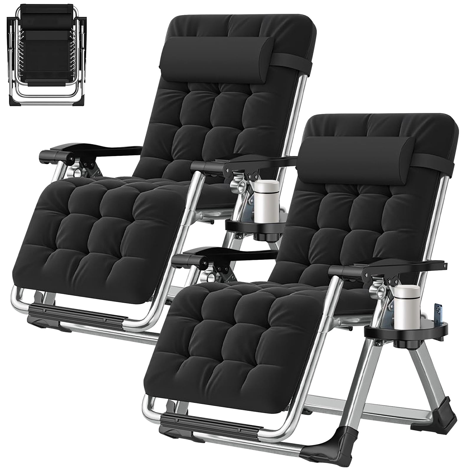 ABORON Zero Gravity Chair,Premium Outdoor Lawn Folding Lounge Chairs,Sturdy Adjustable Reclining Patio Chairs with Removable Cushion,Headrest & Tray