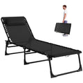Outsunny Folding Chaise Lounge Chair, Patio Sun Tanning Chair, Outdoor Chaise Lounger with 4-Position Reclining Back, Breathable Mesh Seat for Beach, Poolside, Yard, Rainbow Striped
