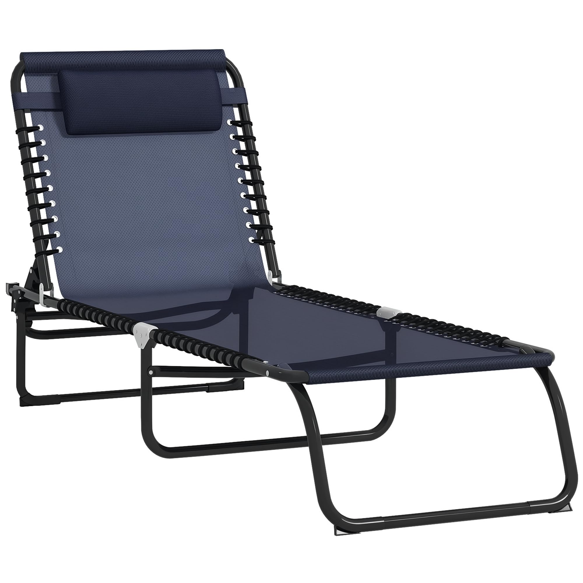 Outsunny Folding Chaise Lounge Chair, Patio Sun Tanning Chair, Outdoor Chaise Lounger with 4-Position Reclining Back, Breathable Mesh Seat for Beach, Poolside, Yard, Rainbow Striped
