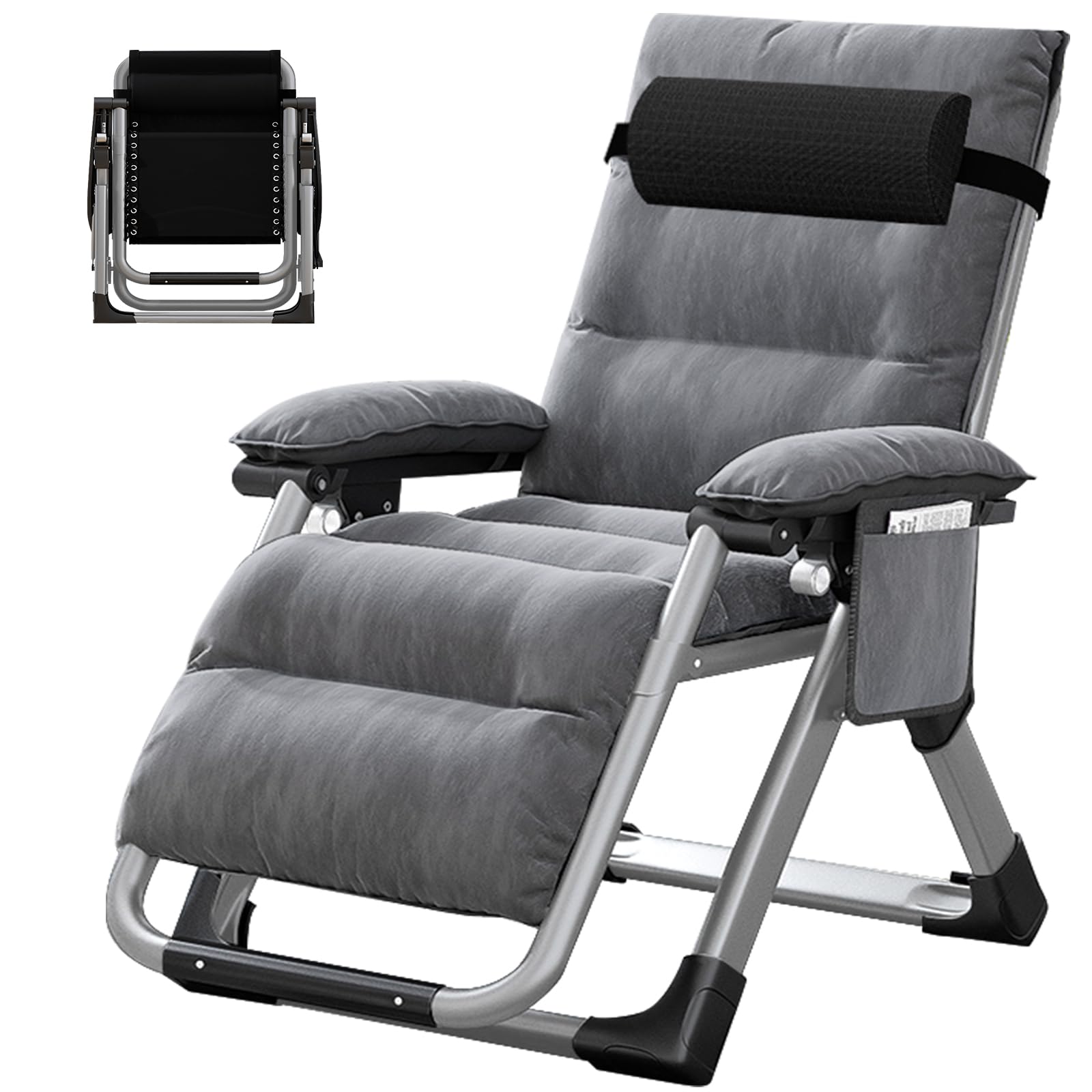 ABORON Zero Gravity Chair,Premium Outdoor Lawn Folding Lounge Chairs,Sturdy Adjustable Reclining Patio Chairs with Removable Cushion,Headrest & Tray