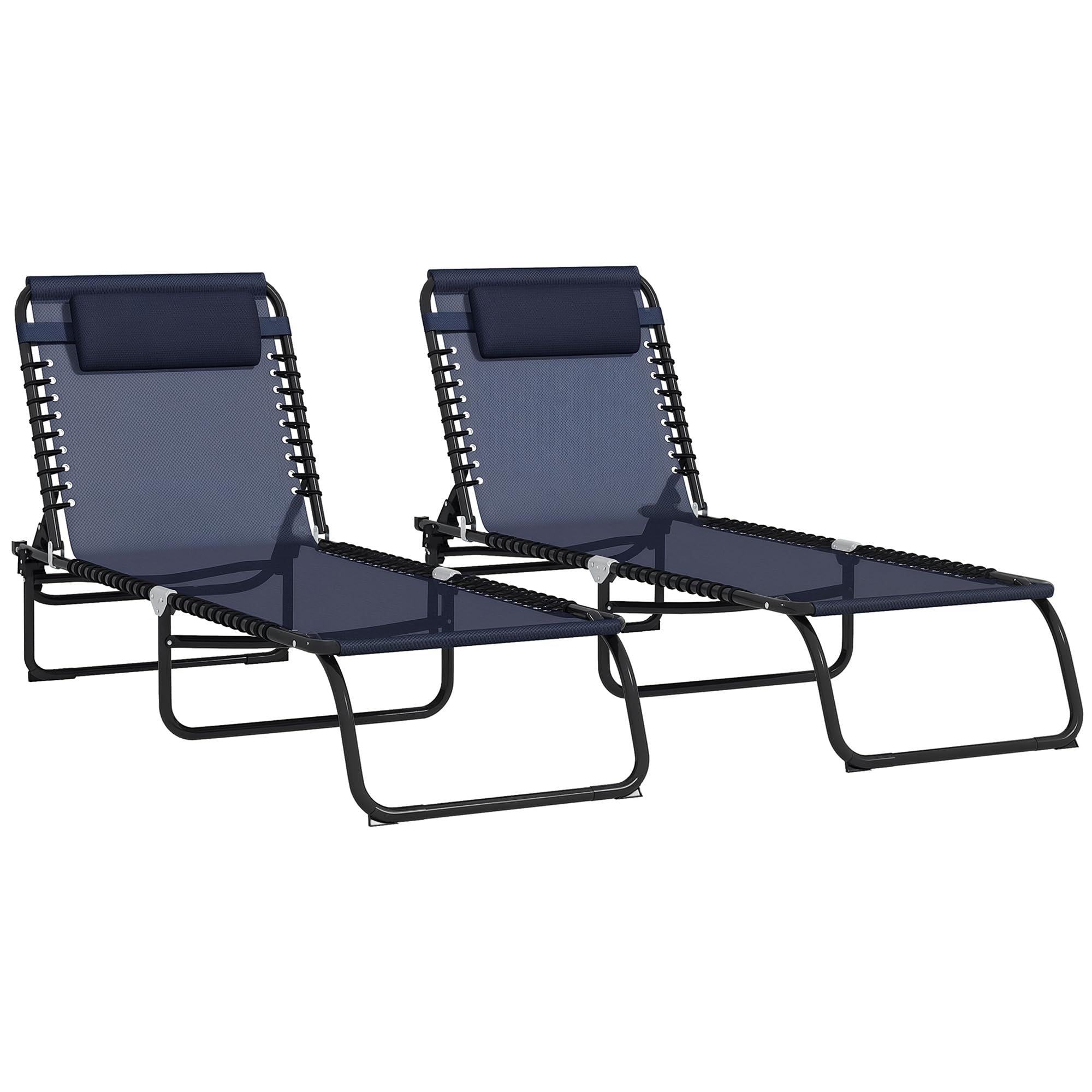 Outsunny Folding Chaise Lounge Chair, Patio Sun Tanning Chair, Outdoor Chaise Lounger with 4-Position Reclining Back, Breathable Mesh Seat for Beach, Poolside, Yard, Rainbow Striped