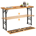 VINGLI 67 Inch Wooden Folding Picnic Table, Picnic Beer Table with Umbrella Hole, Adjustable Heights (29.5" Sitting & 41.5" Standing) – Perfect for Picnics, BBQs, Parties, Bars, and Camping