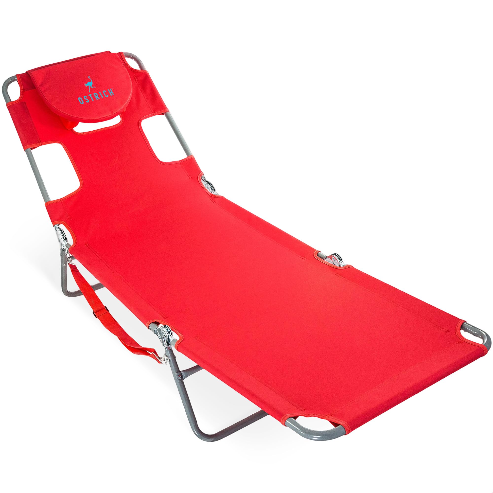 Ostrich the Original Chaise 72 x 22 Inch Lounge Portable Reclining Lounger, Outdoor Patio, Beach, Lawn, Camping, or Pool Tanning Chair, Ocean Blue