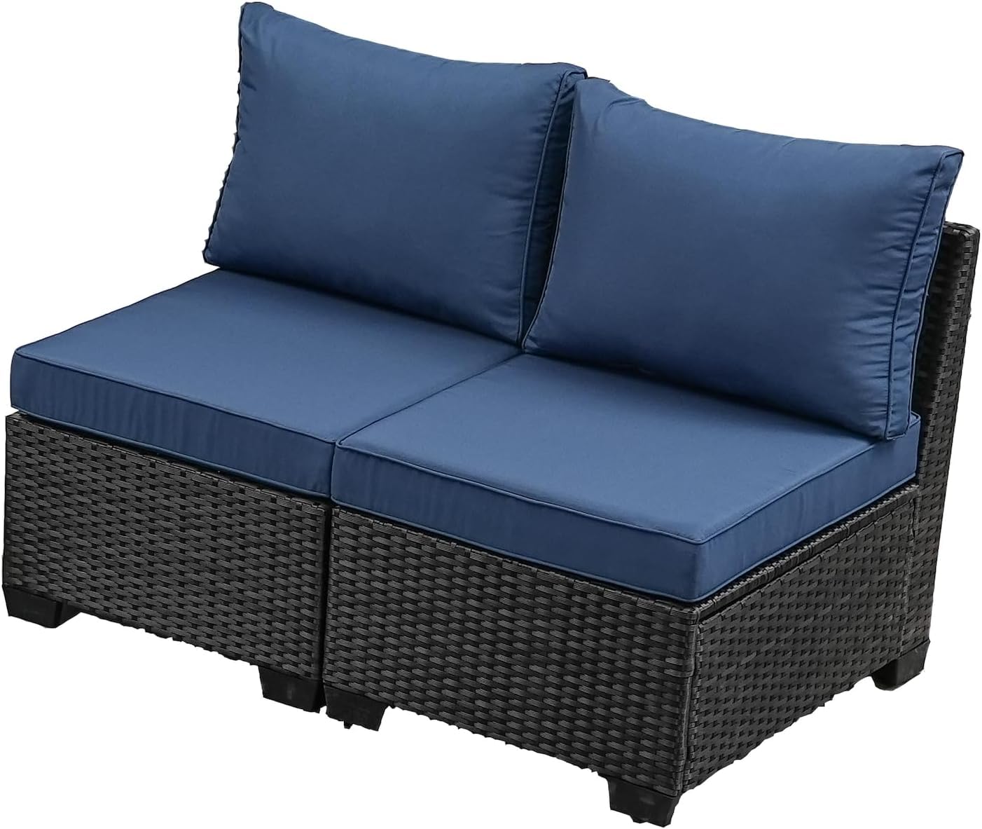 Jing's Villa 6-Piece Patio Furniture Set, All-Weather Outdoor Wicker Sectional Sofa with Cushions, Glass Table & Left and Right Armrest, Rattan Conversation Seating for Porch, Garden, Backyard,Beige