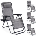 NEWBULIG Zero Gravity Chair Set of 2, Lounge Chair Folding Portable Adjustable Camping Reclining Chairs with Adjustable Pollow, Mesh Back, Cup Holder Trays Lawn Patio Chair for Pool Beach - Blue