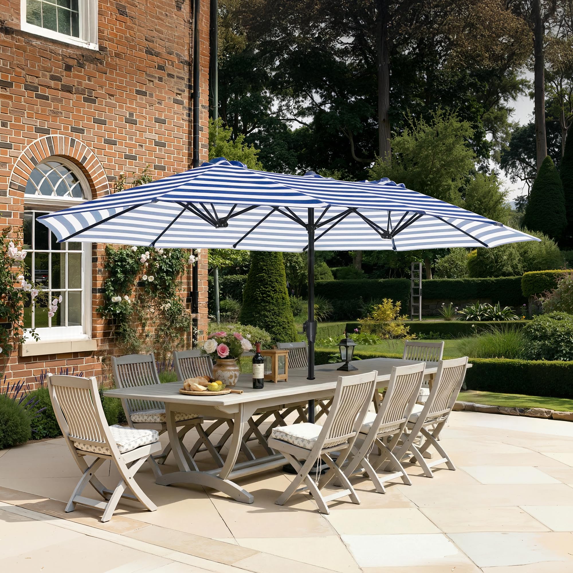 SUPERJARE 13FT Outdoor Umbrella for Patio, Double sided Pool Umbrellas with Fade Resistant Canopy, Large Table Umbrella for Deck, Market, Backyard - Beige(No Base)