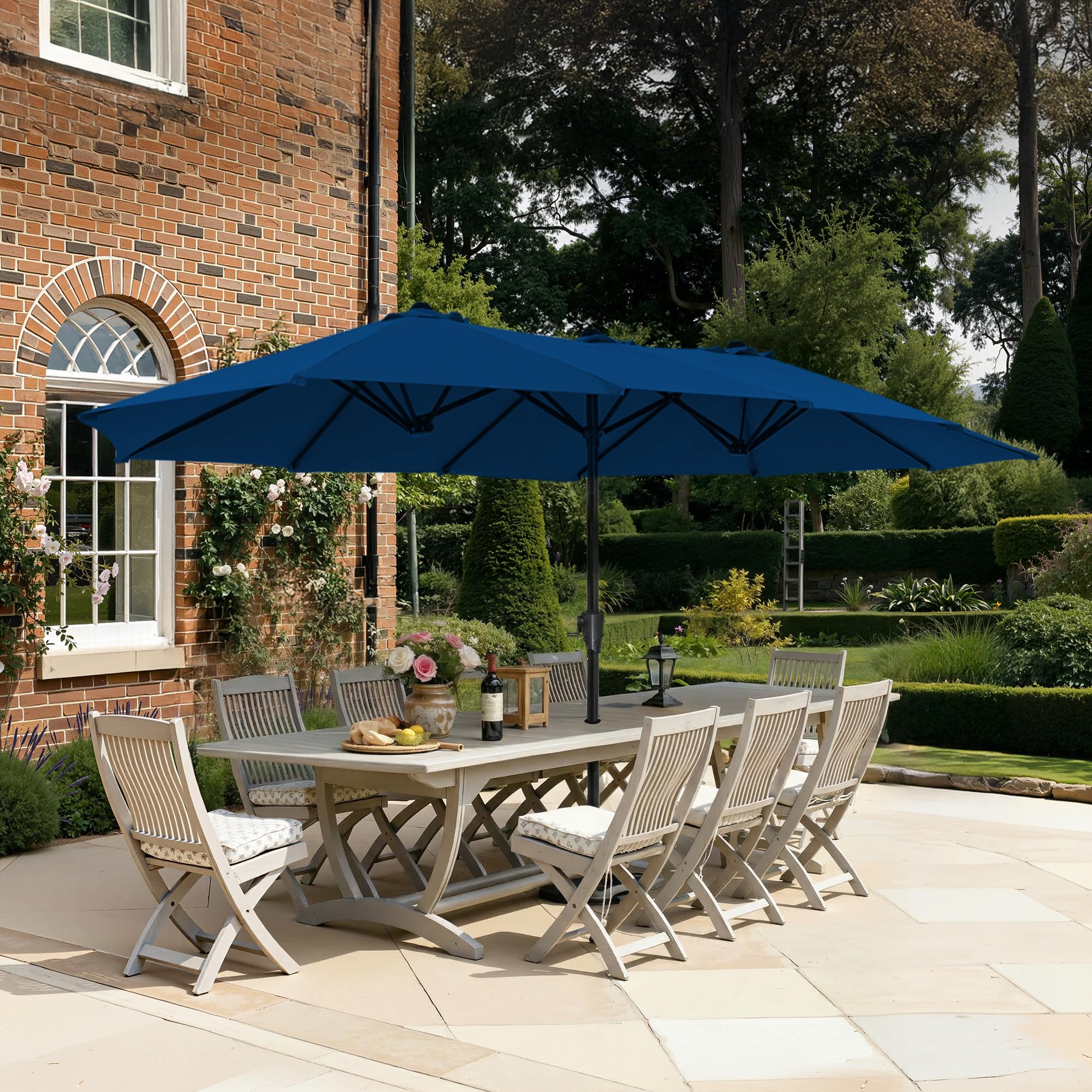 SUPERJARE 13FT Outdoor Umbrella for Patio, Double sided Pool Umbrellas with Fade Resistant Canopy, Large Table Umbrella for Deck, Market, Backyard - Beige(No Base)