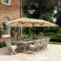 SUPERJARE 13FT Outdoor Umbrella for Patio, Double sided Pool Umbrellas with Fade Resistant Canopy, Large Table Umbrella for Deck, Market, Backyard - Beige(No Base)