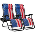 Best Choice Products Set of 2 Adjustable Steel Mesh Zero Gravity Lounge Chair Recliners w/Pillows and Cup Holder Trays - Black