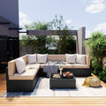 Pamapic 7-Piece Outdoor Sectional Furniture Set, All-Weather Wicker Patio Sofa with Washable Cushions, Gray Waterproof Rattan Conversation Set for Backyard, Poolside, Garden (Gray Cushions)