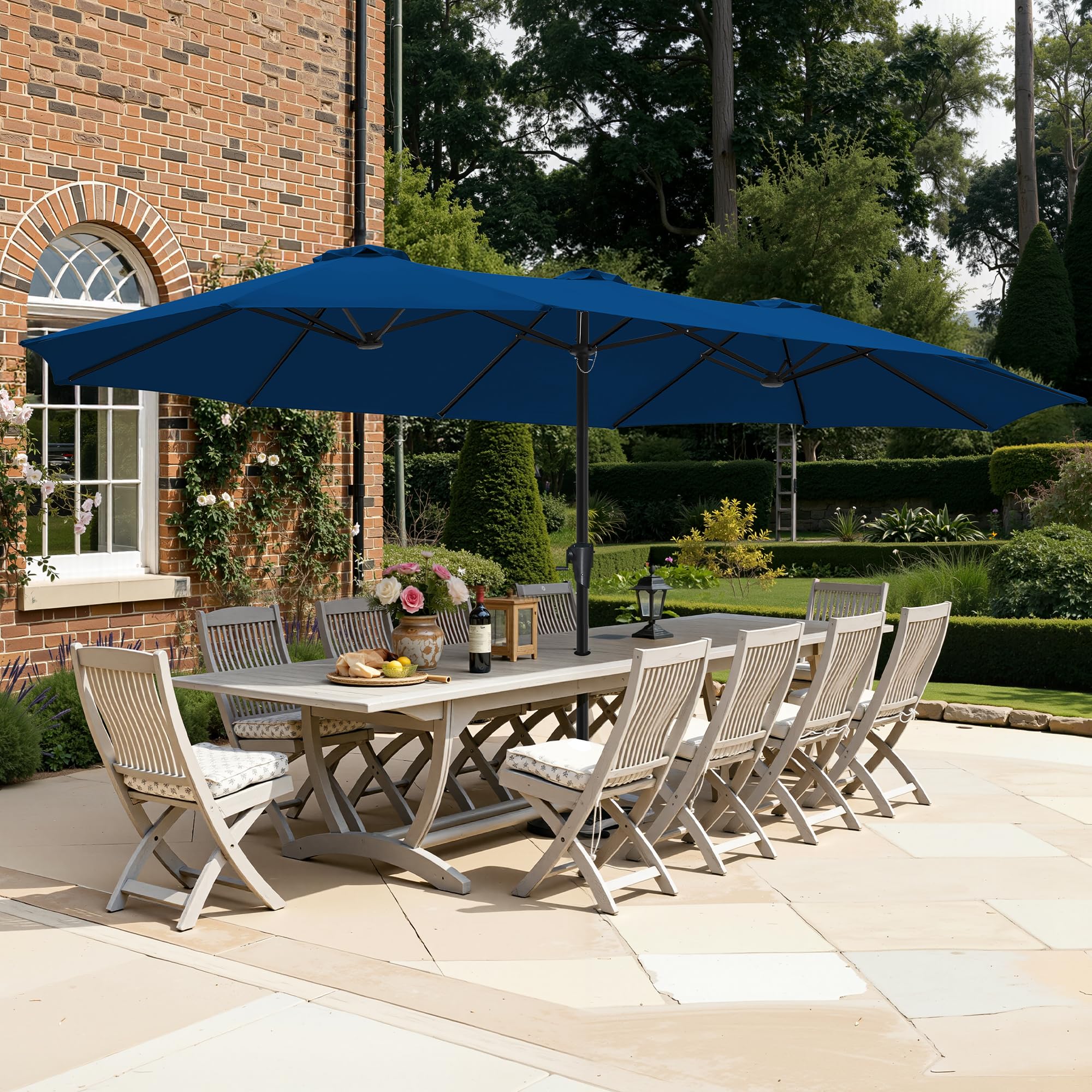 SUPERJARE 13FT Outdoor Umbrella for Patio, Double sided Pool Umbrellas with Fade Resistant Canopy, Large Table Umbrella for Deck, Market, Backyard - Beige(No Base)
