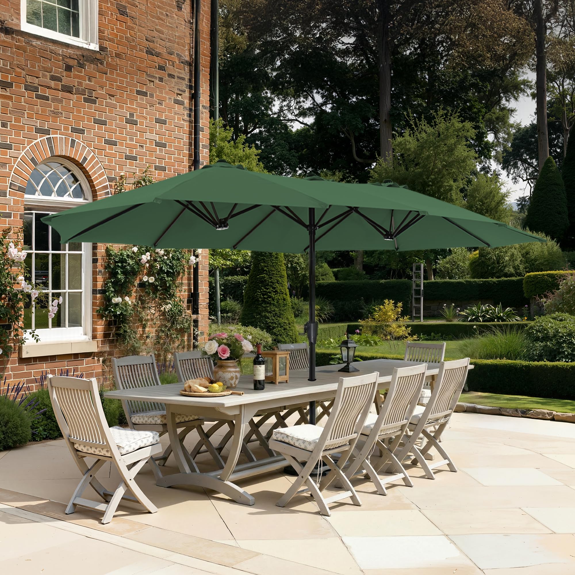 SUPERJARE 13FT Outdoor Umbrella for Patio, Double sided Pool Umbrellas with Fade Resistant Canopy, Large Table Umbrella for Deck, Market, Backyard - Beige(No Base)